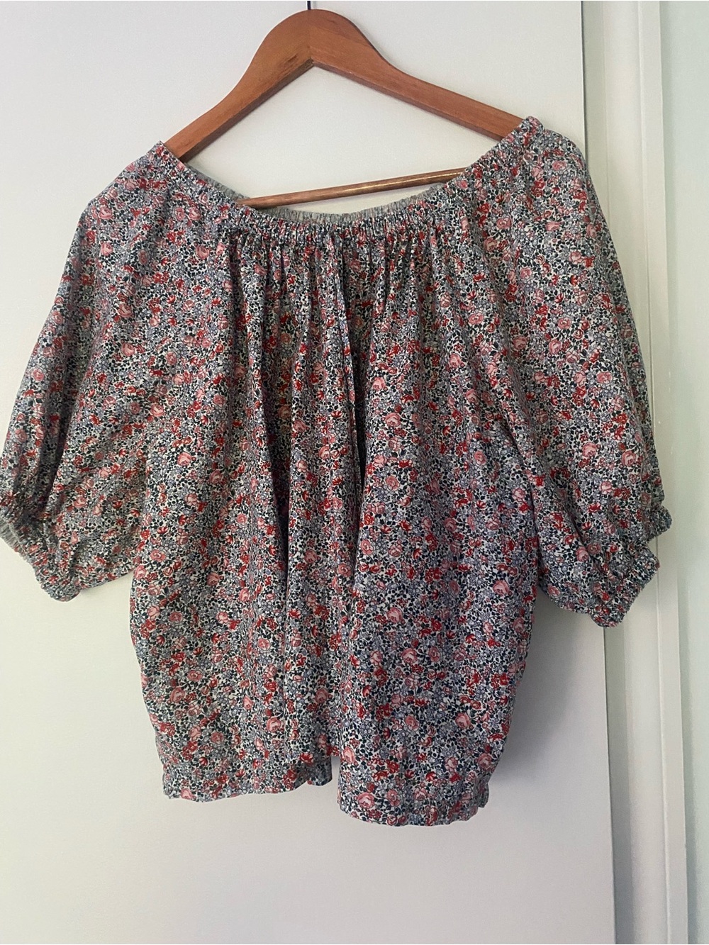 Doen Floral Peasant Top - Pink/Black